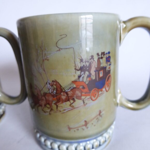 VINTAGE IRELAND IRISH WADE PORCELAIN HORSE CARRIAGE PHEASANT COFFEE MUG SET - Picture 3 of 15